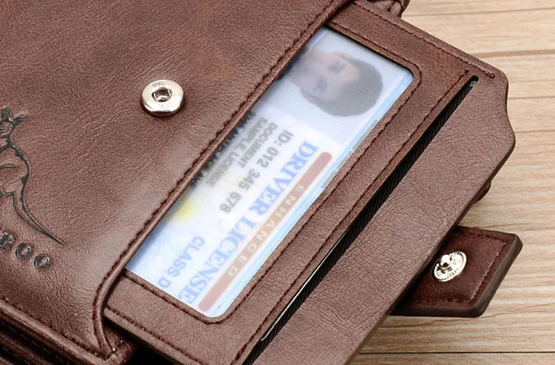 Portafoglio in pelle da uomo - Portacarte corto RFID con cerniera