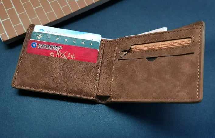 Portafoglio sottile in pelle per uomo - Stile vintage con tasca per monete