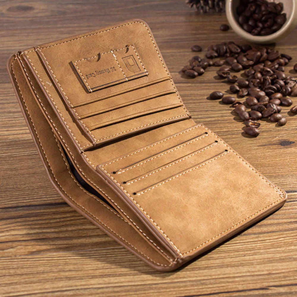 Portafoglio in pelle vintage per uomo - Porta carte e documenti compatti