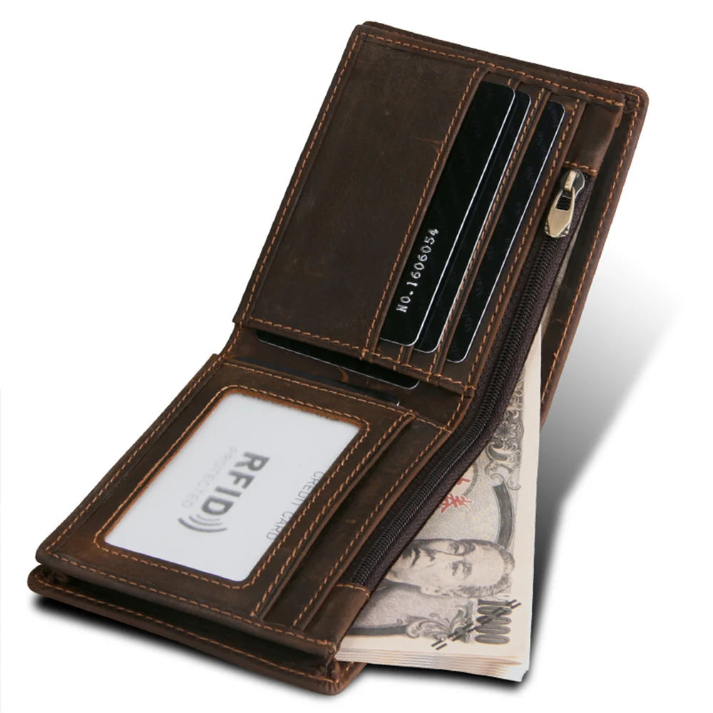 Portafoglio da uomo con blocco RFID - Bifold in pelle vintage