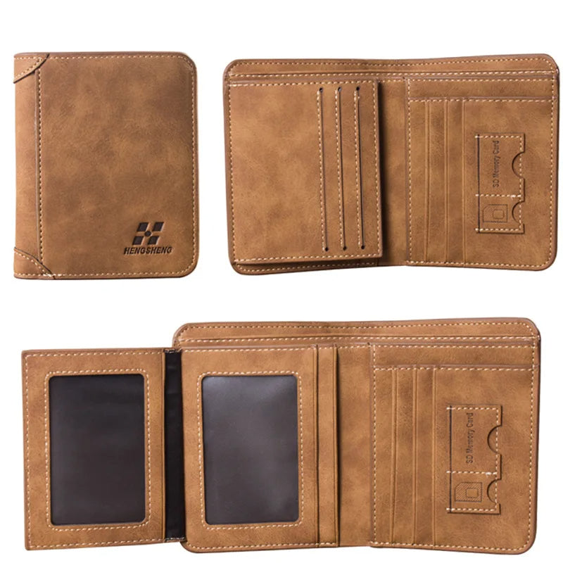 Portafoglio in pelle vintage per uomo - Porta carte e documenti compatti