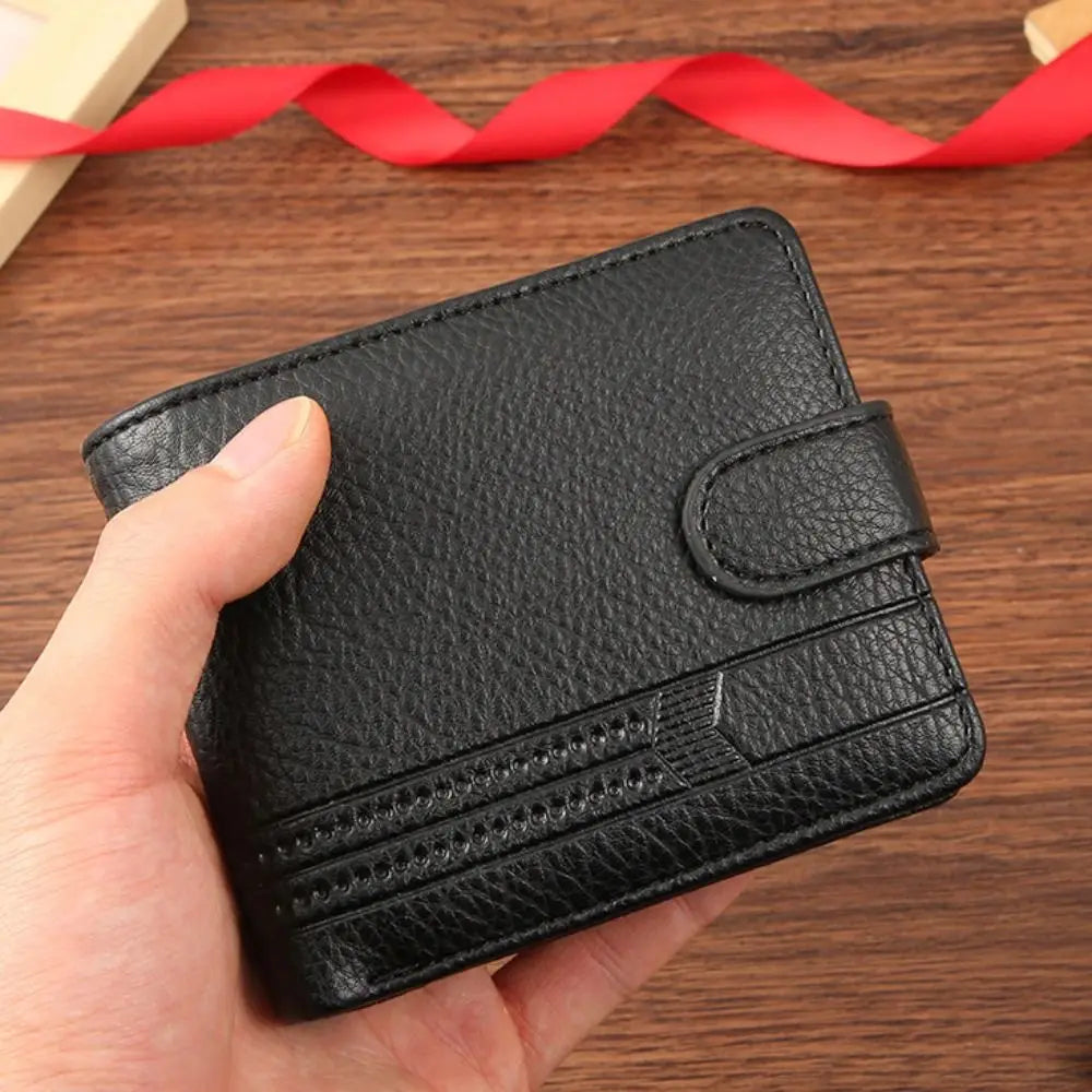 Portafoglio compatto da uomo in pelle - Design multi-carte con cerniera