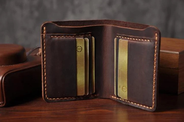 Portafoglio in pelle fatto a mano da uomo - Stile vintage