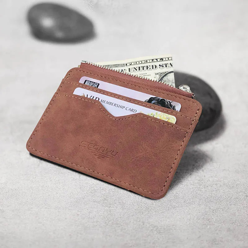 Portafoglio compatto in pelle per uomo - Porta carte e documenti minimalista
