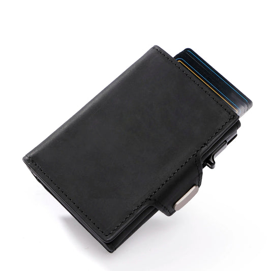 Portafoglio RFID Pop-Up da uomo - Portacarte sottile in alluminio e pelle