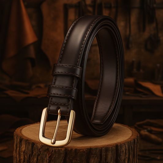 Atelier Terasa | Cintura in pelle da donna elegante e stretta | Marrone scuro