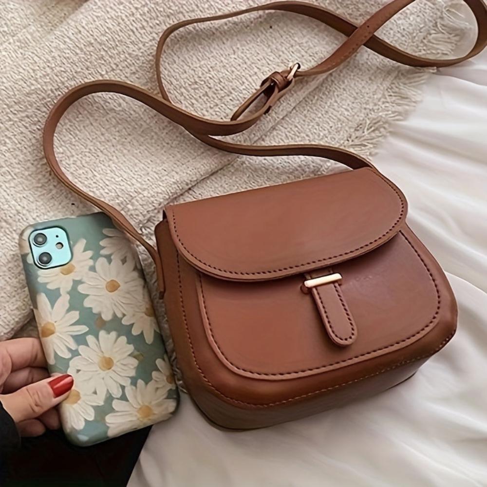 Elise - Borsa a tracolla d'ispirazione vintage in stile elegante Saddle