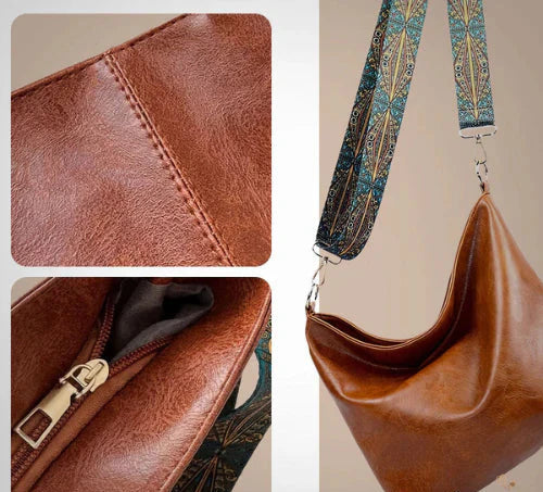 Borsa a tracolla in pelle stile artigianale Isla's Rustic Bloom