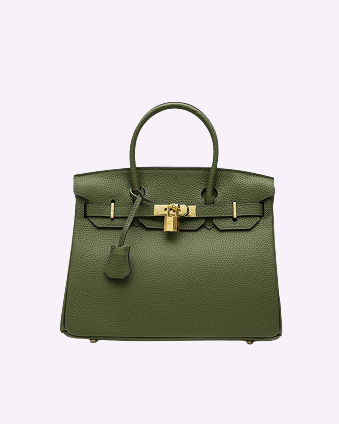 Image showing a woman holding an elegant handbag with a sleek design, featuring gold hardware and a structured shape, paired with casual attire for a stylish, sophisticated look.