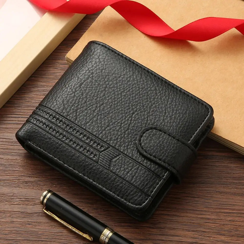 Portafoglio compatto da uomo in pelle - Design multi-carte con cerniera