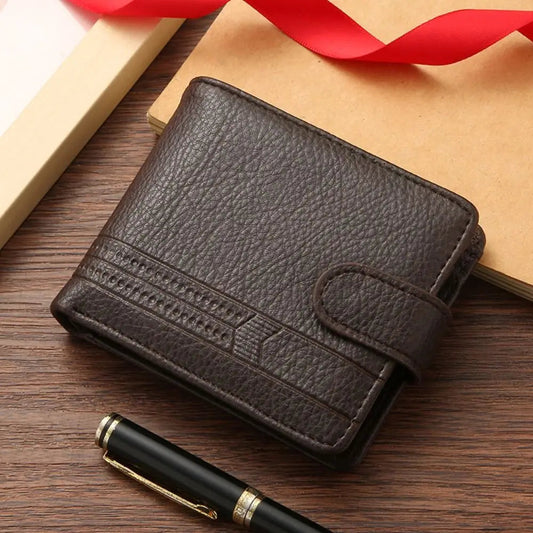 Portafoglio compatto da uomo in pelle - Design multi-carte con cerniera