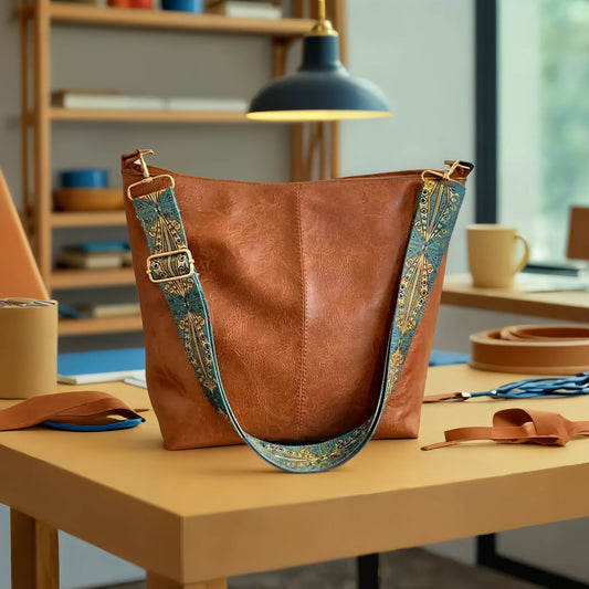 Borsa a tracolla in pelle stile artigianale Isla's Rustic Bloom
